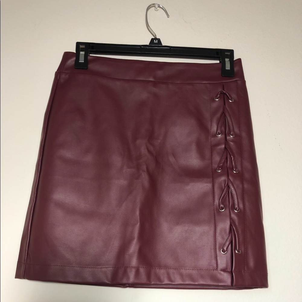 Burgundy Leather Skirt